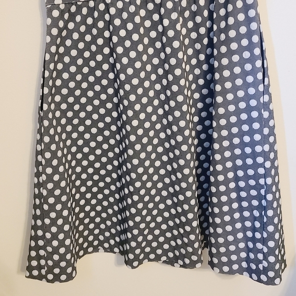 The Limited | Women's Sleeveless Gray and White Polka Dot Mini Dress (Size 6) - Picture 13 of 14
